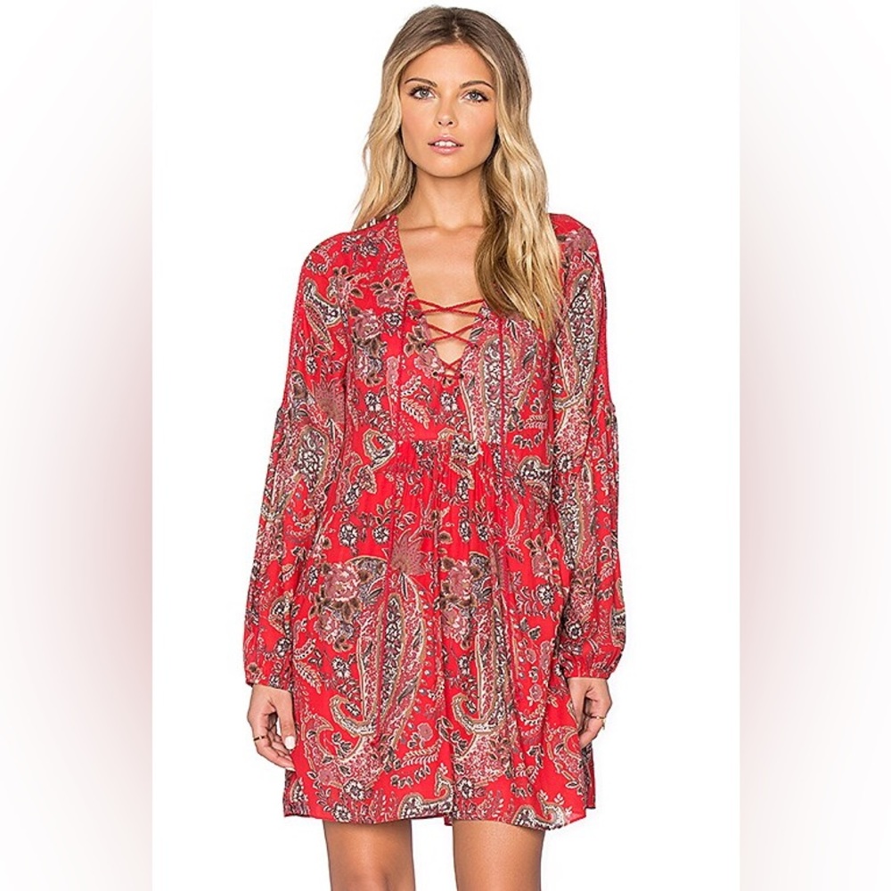 Free People Rain or Shine Printed Dress in Poppy Combo